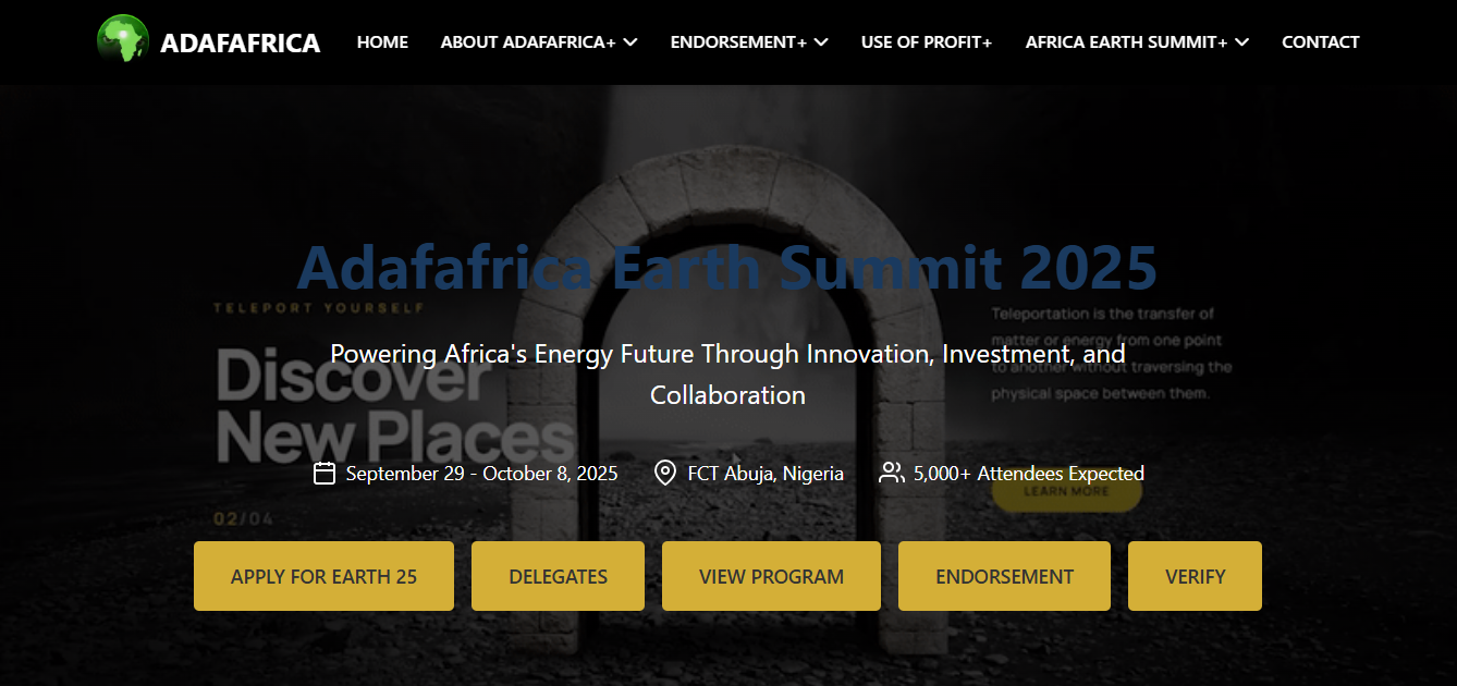 Adafafrica Earth Summit 2025 Website